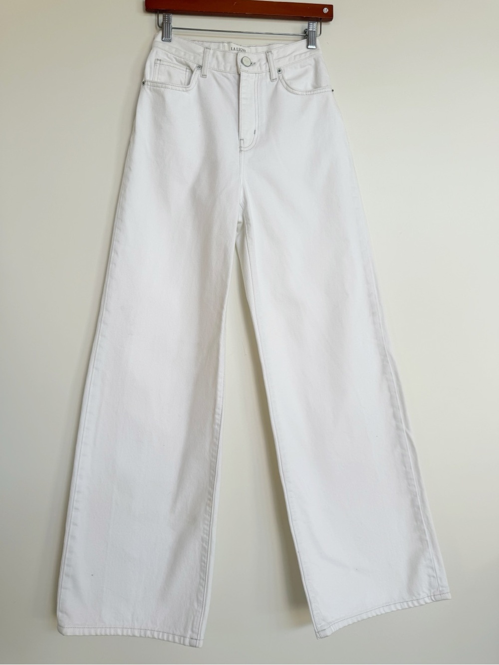La Ligne White 100% Cotton Wide Leg High Rise Jeans Size 23